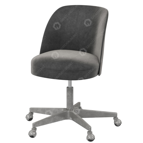 Silla de oficina Restoration Hardware Alessa Leather - Pewter Modelo 3D