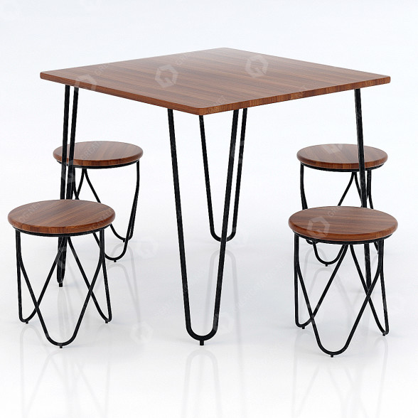 Table et tabourets Restoration Hardware Lecole modèle 3D