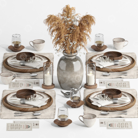 Servierter Tisch Set 14 3D-Modell