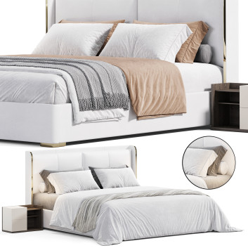 Bed and Bedside Tables  Homary White Wingback King 3D model