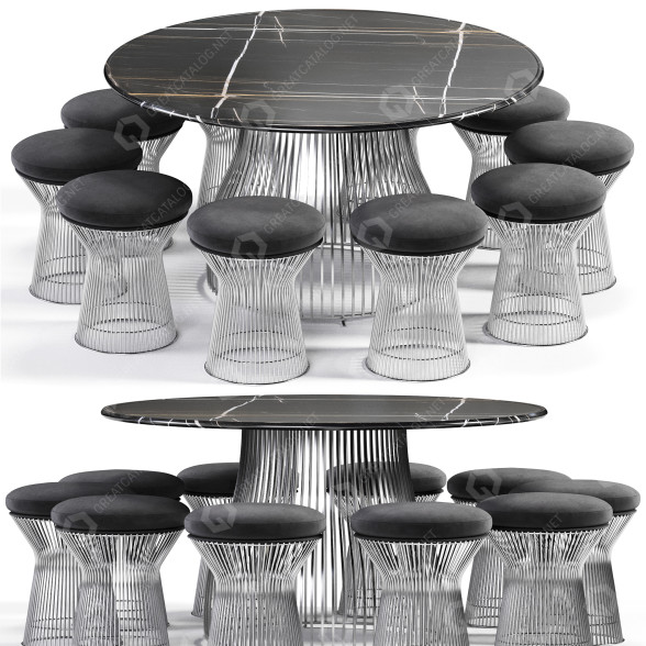 Table et tabourets Ethimo Venexia and Platner modèle 3D