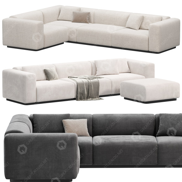 Canapés et Pouf Vitra Soft Modular 5 modèle 3D