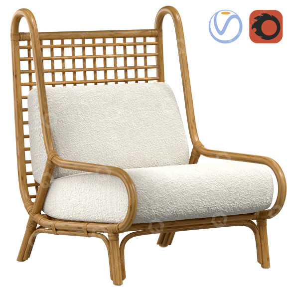 Sillón CB2 Ouen Rattan Accent Modelo 3D