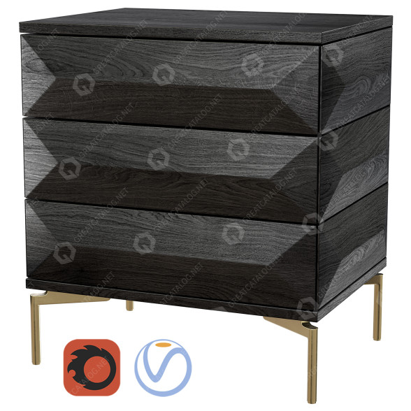 Тумбочка Eichholtz Black Denver 3D модель