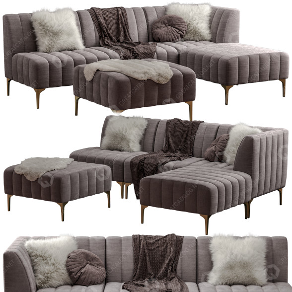 Sofa and Ottoman Pottery Barn Avalon 3D model