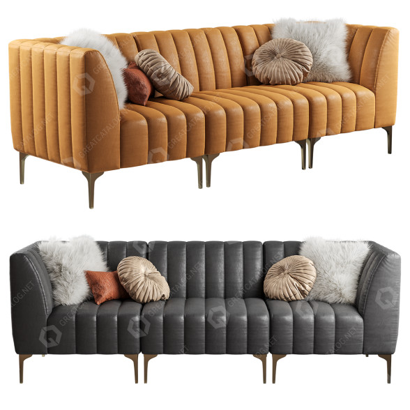 Диван Pottery Barn Avalon Leather 3-Seater 3D модель
