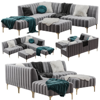 Sofa and Ottoman Pottery Barn Avalon Nubuck 3D model