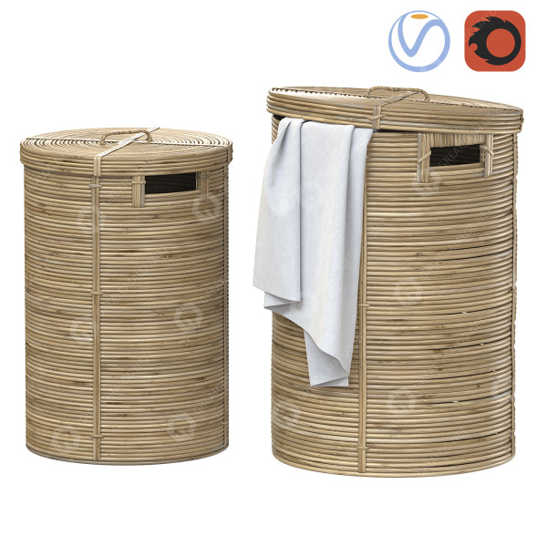 Кошики Bois Blanc Home Laundry Chaka Nature Rattan 3D модель