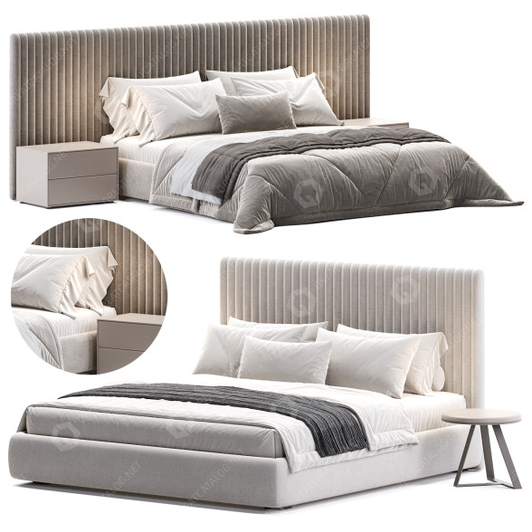 Łóżka i stoliki nocne Belini Wall model 3D