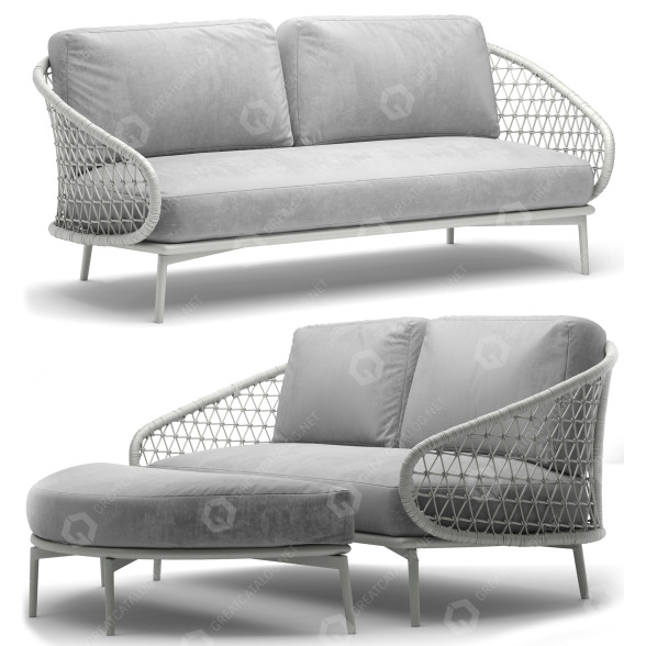 Sofá y otomana Dreamseat Cuddle Modelo 3D