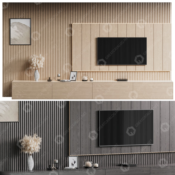 Pared de TV y Decoración Set 2 Modelo 3D