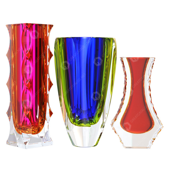 Vases Mandruzzato Murano Sommerso Faceted 1960s 3D model