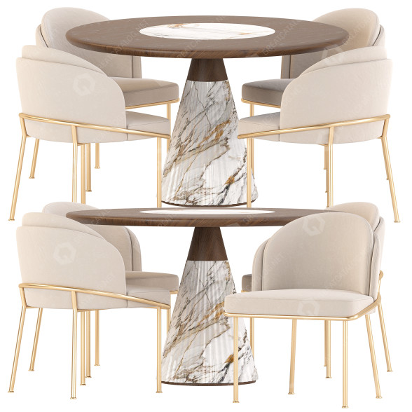 Стол и стулья Morelato Marilyn and Angelo Dining Set 51 3D модель