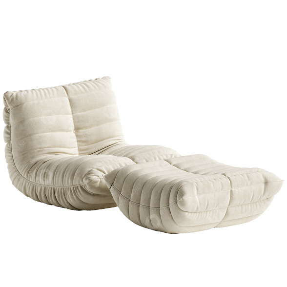 Silla de Bolsa y Otomana Suede Armless by Trule Modelo 3D
