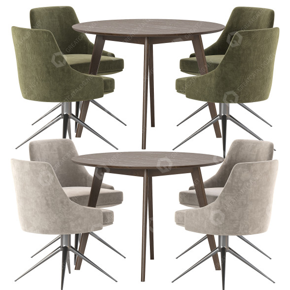 Стіл та стільці Danetti Set 63 Roxanne and Stanford 3D модель