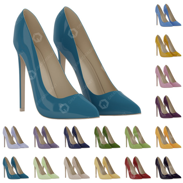 Zapatos Lacquered Ladies High-Heeled Modelo 3D