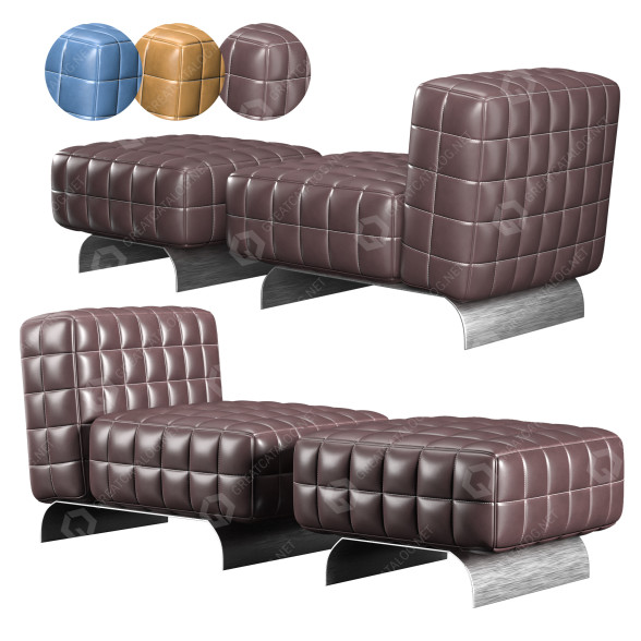 Крісло та пуф Minotti Twiggy 3D модель