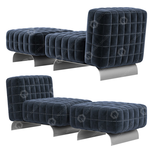 Крісло та пуф Minotti Twiggy Fabric Version 3D модель