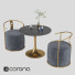 Stół i krzesła Homary Gray Upholstered Velvet  in Gold - Jasurbek