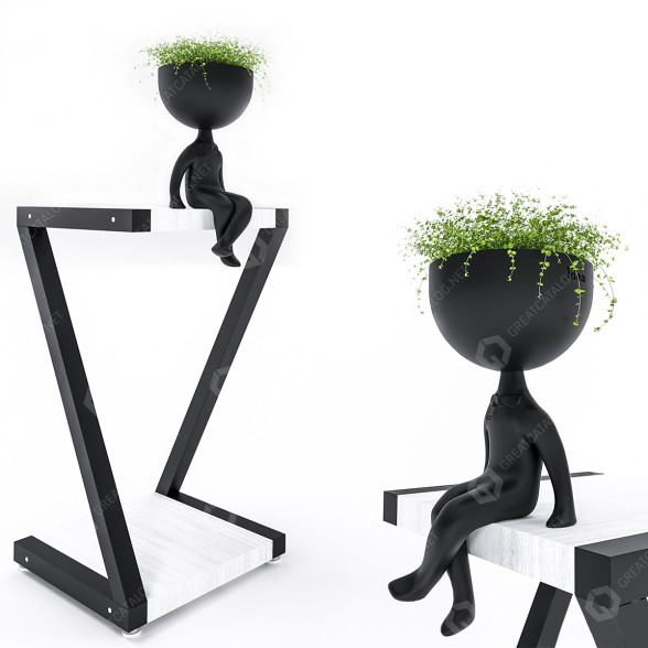 Mesa consola y planta en maceta Kelly Flowers Boy by Idea Modelo 3D