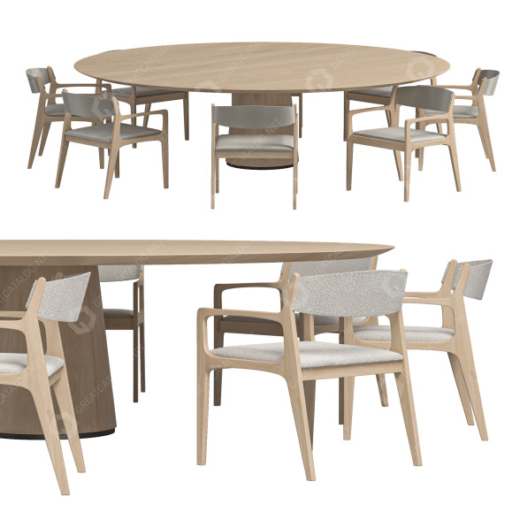 Table and Chairs Estudiobola Helga and Materic 3D model