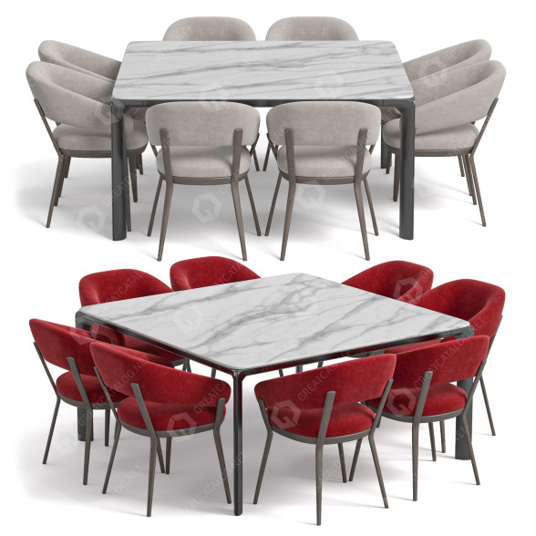 Stół i krzesła Roche Bobois Ray and Homey model 3D