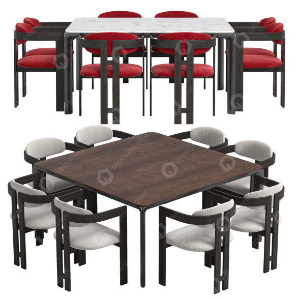 Stół i krzesła GamFratesi Homey and Neo Velvet model 3D
