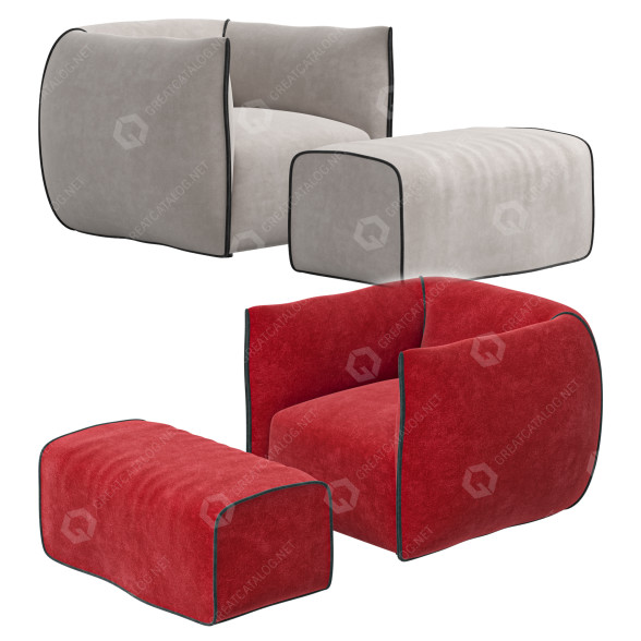 Sillón y otomana MDF Italia Mia Modelo 3D