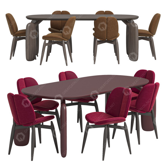 Table and Chairs Roche Bobois Pulp 3D model
