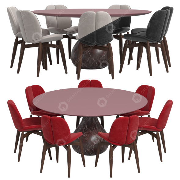 Table and Chairs Roche Bobois Aqua and Pulp 3D model
