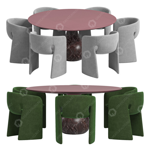 Стіл та стільці Roche Bobois Celeste and Aqua 3D модель