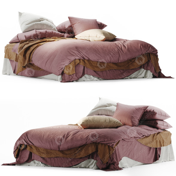 Кровать Hale Mercantile Co Flocca Linen Bedding 3D модель