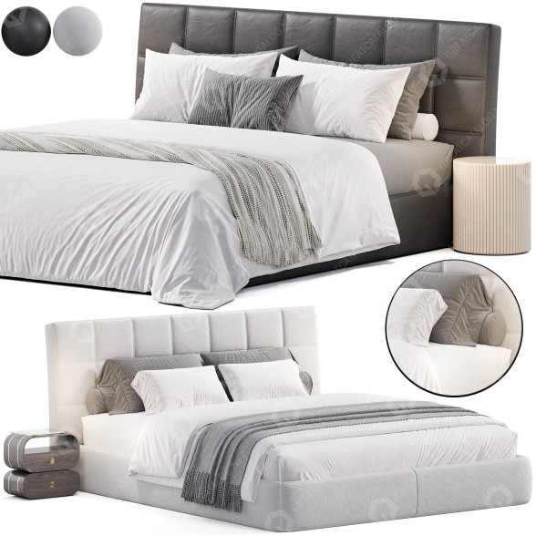 Bed and Bedside Tables Contemporary by Samoa 3D model