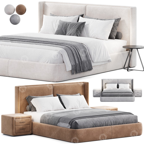 Bett und Nachttischchen The High Wall Henry 3D-Modell