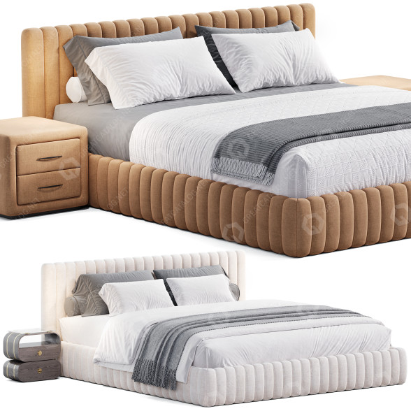 Cama y mesitas de noche Nick by Samoa Modelo 3D