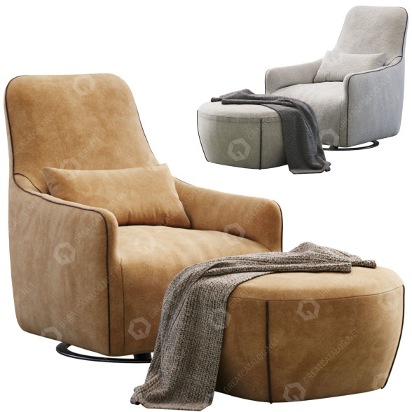 Крісло та пуф Minotti Portofino 3D модель