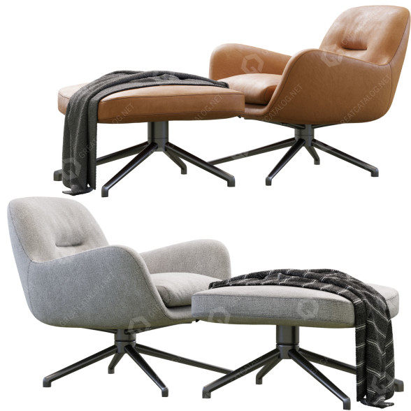 Fauteuil et Ottoman Minotti Jensen modèle 3D