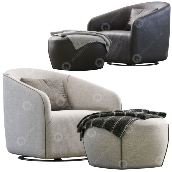Fauteuil et Ottoman Minotti Portofino modèle 3D