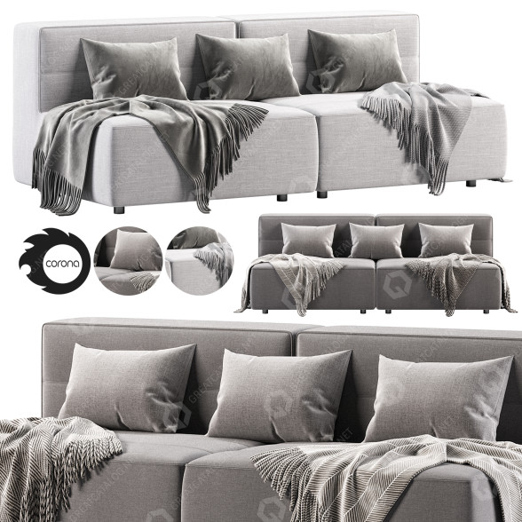 Sofa Part & Whole Chord Armless 3D model