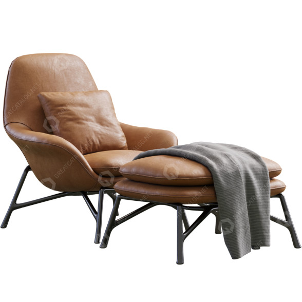 Крісло та пуф Minotti Prince 3D модель