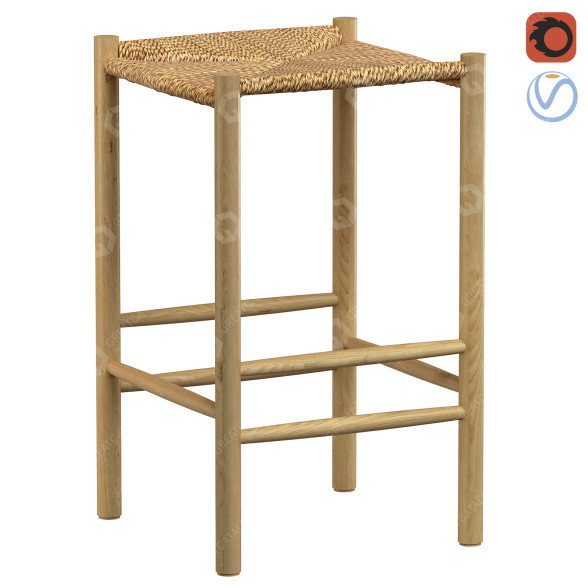 Taburete de bar Life Interiors Olsen Timber Modelo 3D