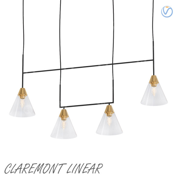 Люстра Pottery Barn Claremont Flared Glass Linear 3D модель