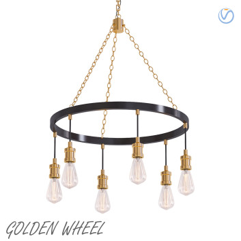 Chandelier Modern Style Golden Wheel 3D model