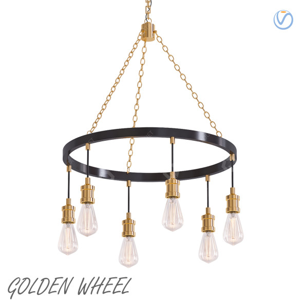 Chandelier Modern Style Golden Wheel 3D model