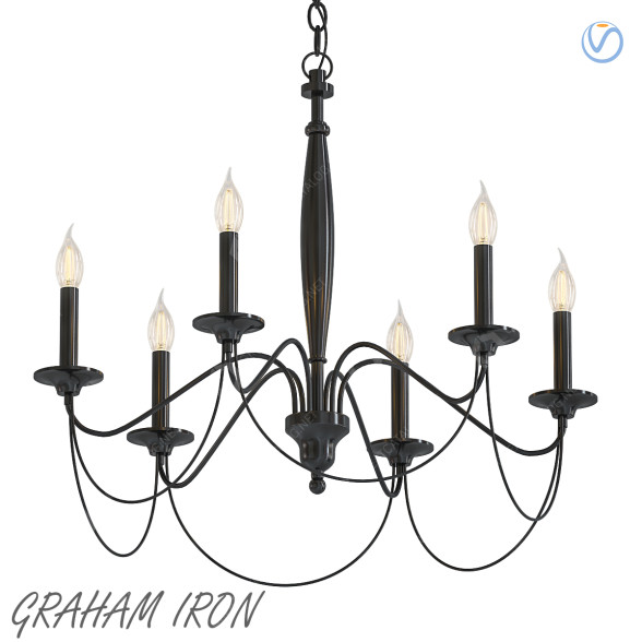 Chandelier Pottery Barn Graham Iron 3D model