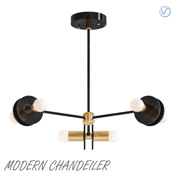 Chandelier Modern Black Gold 3D model