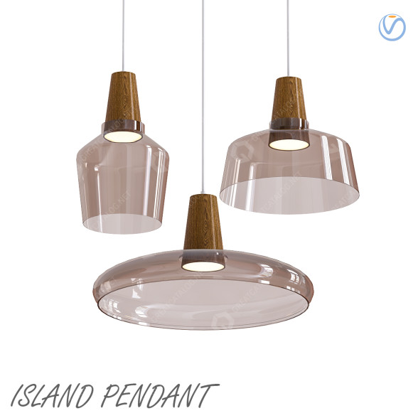 Lámparas colgantes Nordic Wood Glass Modelo 3D