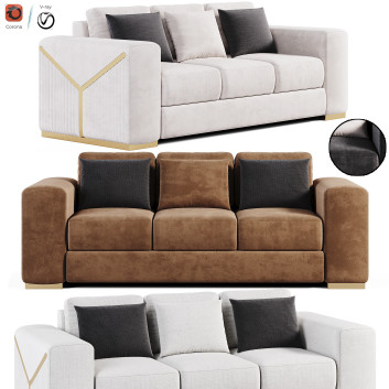 Canapé  Velvet Green 3 Seater Metallic Strip Modèle 3D