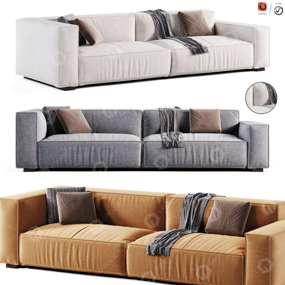Sofa Radcliffe Leather by Hokku Designs 3D model