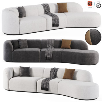 Sofá Homary Curved Faux-Fur Polyester